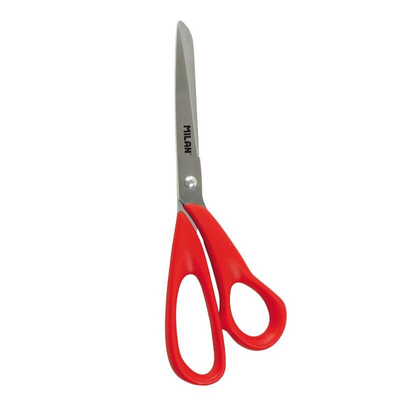 Milan Tijeras Oficina con Cuchilla de Acero Inoxidable - Mango de Plastico Rojo - Longitud 20cm - Color Rojo 1 pieza(s)