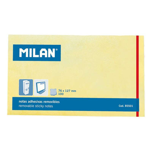 Milan - MILAN BLOC NOTAS ADHESIVAS 100 HOJAS 127X76MM AMARILLO -10U-