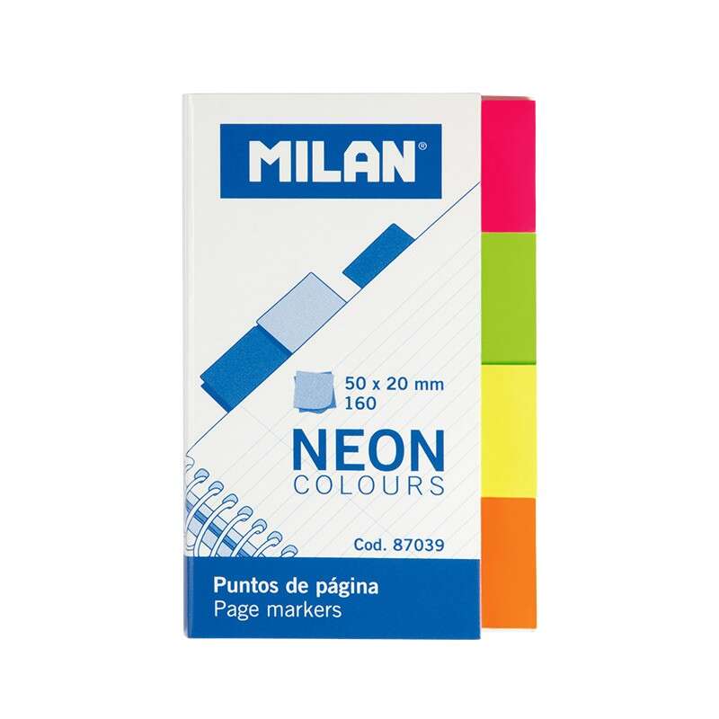 Milan Bloc de 160 Puntos de Pagina Neon - Removibles - Medidas 50mm x 20mm - Colores Surtidos 1 pieza(s)