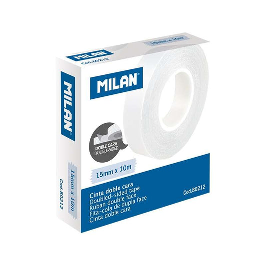 Milan Cinta Adhesiva Doble Cara - Medidas 15mm x 10m - Color Translucido 1 pieza(s)