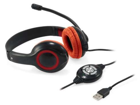 Conceptronic - CCHATSTARU2R auricular y casco Auriculares Alámbrico Diadema Llamadas/Música USB tipo A Rojo