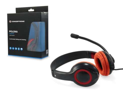 Conceptronic - CCHATSTARU2R auricular y casco Auriculares Alámbrico Diadema Llamadas/Música USB tipo A Rojo