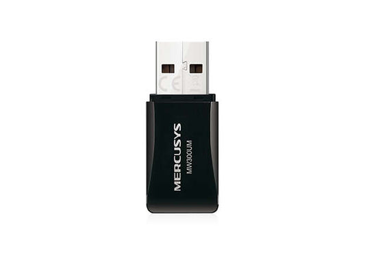 Mercusys N300 Mini Adaptador Inalambrico USB 2.0 - Hasta 300Mbps - Color Negro 1 pieza(s)