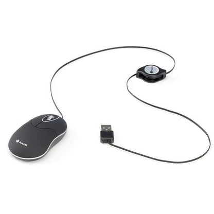 NGS - SINBLACK ratón Viajes Ambidextro USB tipo A Óptico 1000 DPI