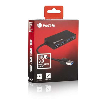 NGS - iHub 3.0 USB 3.2 Gen 1 (3.1 Gen 1) Type-A 5000 Mbit/s Negro