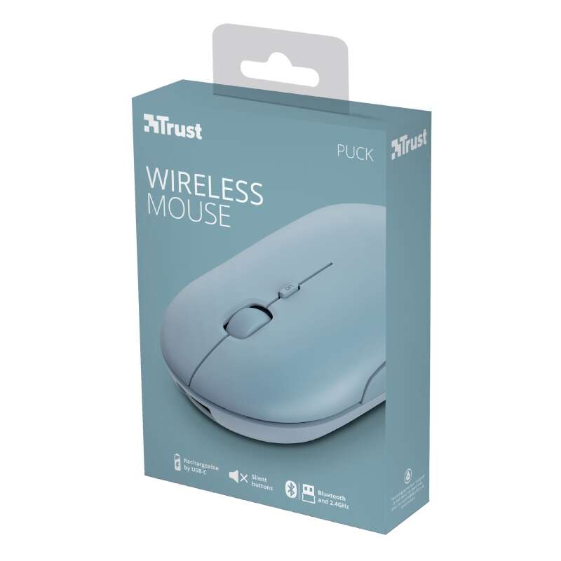 Trust - Puck ratón Oficina Ambidextro RF Wireless + Bluetooth 1600 DPI