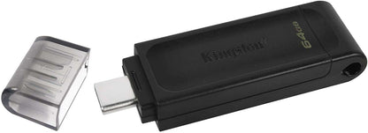 Kingston Technology - DataTraveler 70 unidad flash USB 64 GB USB Tipo C 3.2 Gen 1 (3.1 Gen 1) Negro