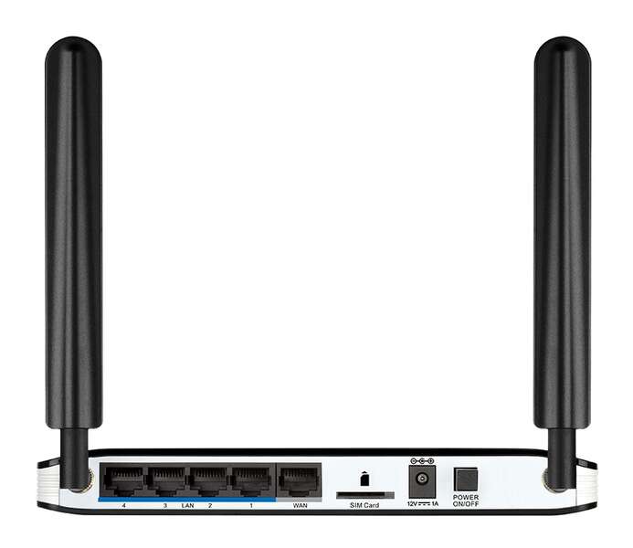 D-Link Router Inalambrico 4G LTE WiFi - Hasta 150Mbps - 4 Puertos RJ45 10/100 Mbps - 2 Antenas Externas - Color Negro 1 pieza(s)