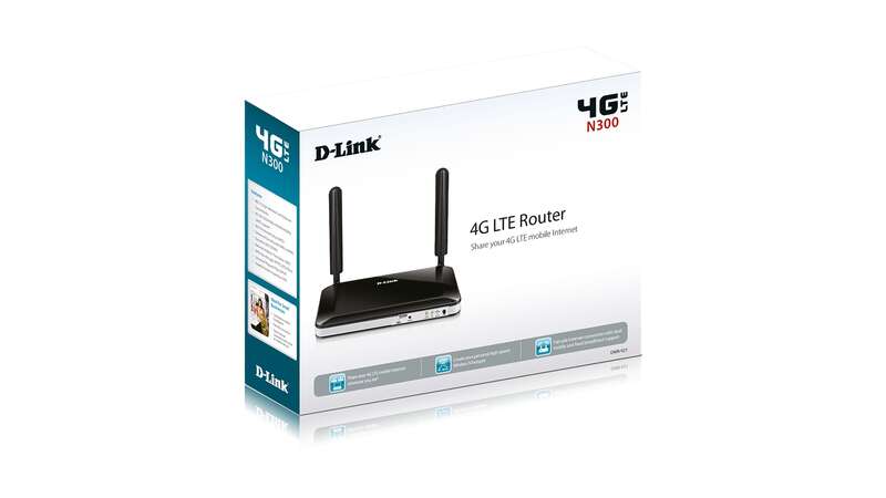 D-Link Router Inalambrico 4G LTE WiFi - Hasta 150Mbps - 4 Puertos RJ45 10/100 Mbps - 2 Antenas Externas - Color Negro 1 pieza(s)