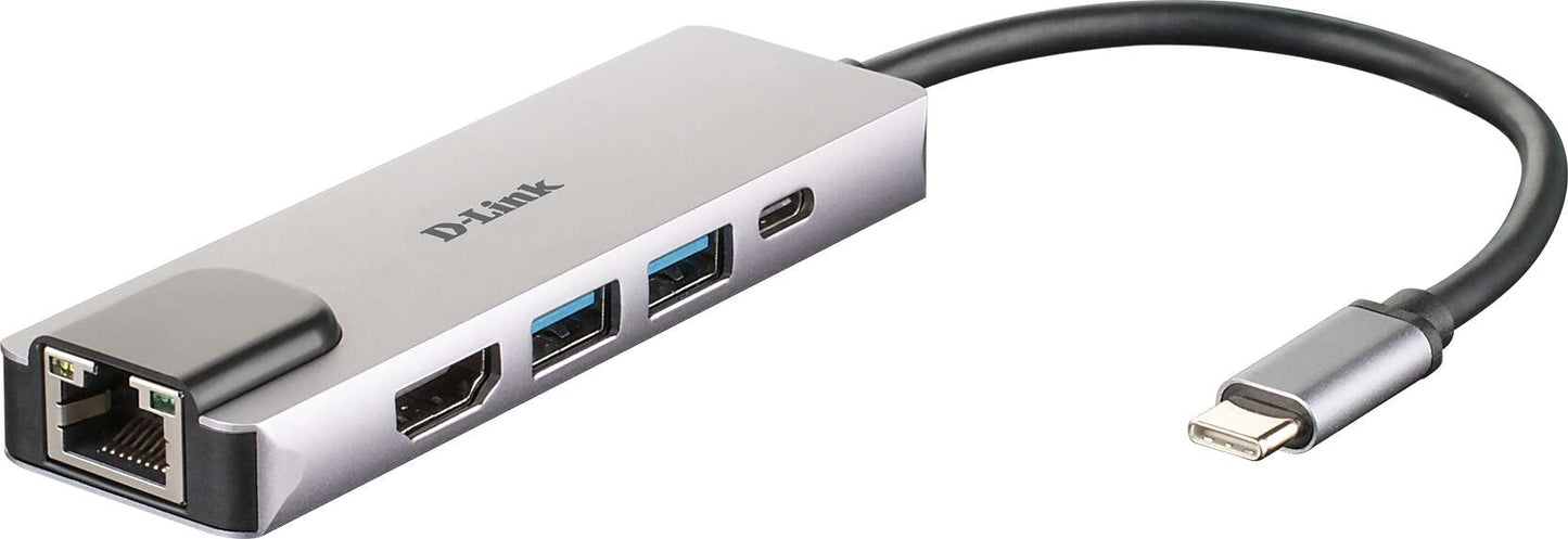 D-Link - DUB-M520 base para portátil y replicador de puertos Alámbrico Thunderbolt 3 Aluminio  Negro