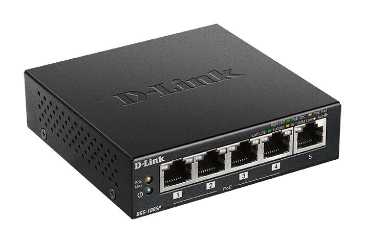 D-Link Switch 5 Puertos Gigabit 10/100/1000 Mbps - PoE+ 1 pieza(s)