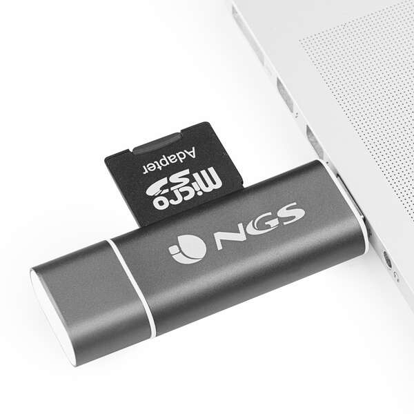 NGS - ALLYREADER USB/Micro-USB Gris  Color blanco lector de tarjeta