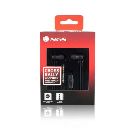 NGS Cross Rally Auriculares Metalicos Intrauditivos - Microfono Integrado - Asistente Voz - Cable de 1.20m - Color Grafito/Rojo 1 pieza(s)