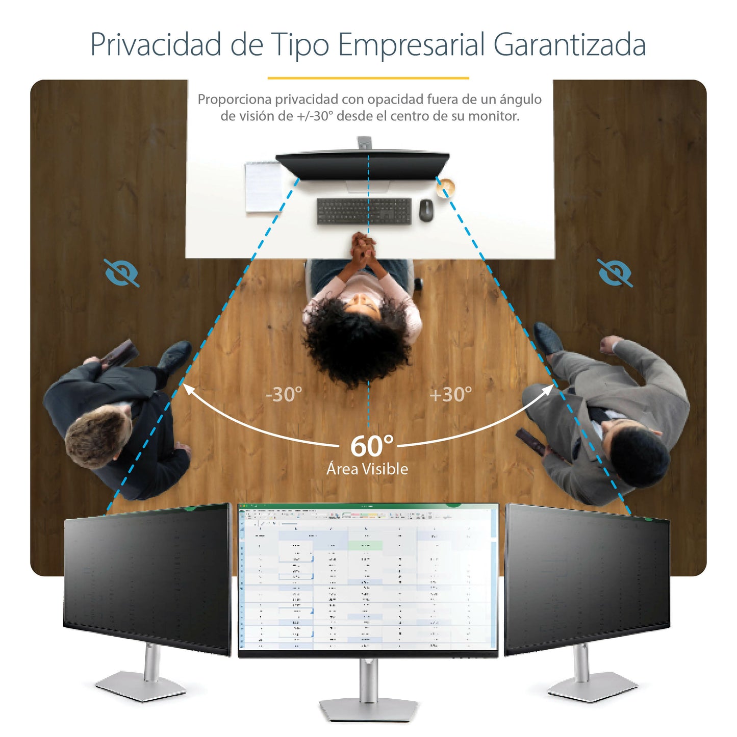 StarTech.com - Filtro de Privacidad de Ordenador para Monitor de 21.5 Pulgadas - Protector de Seguridad para Pantalla - para Reducir la Luz Azul - Pantalla Ancha de 16:9 - Mate/Brillante - +/-30 grados