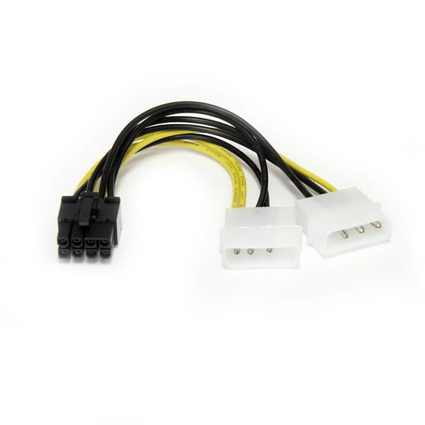 StarTech.com - Cable de 15cm Adaptador de Alimentación de LP4 a PCI Express PCIe de 8 Pines para Tarjeta Gráfica