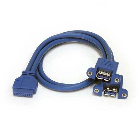 StarTech.com - Cable Extensor 50cm 2 Puertos USB 3.0 para Montaje en Panel conexión a Placa Base - Hembra USB A