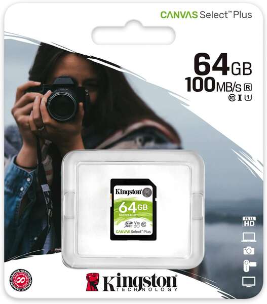 Kingston Technology - Canvas Select Plus 64 GB SDXC UHS-I Clase 10