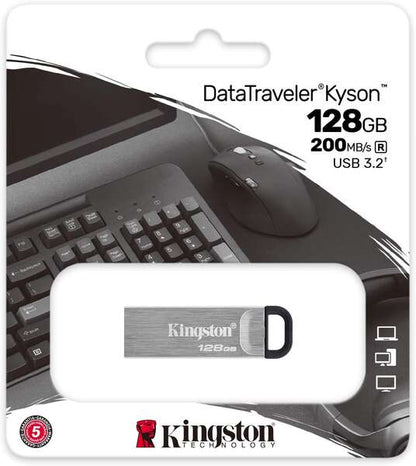 Kingston Technology - DataTraveler Kyson unidad flash USB 128 GB USB tipo A 3.2 Gen 1 (3.1 Gen 1) Plata