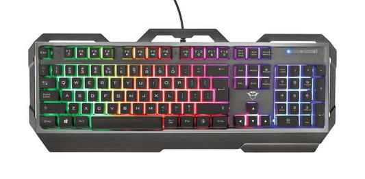 Trust Gaming GXT 856 Torac Teclado USB - 12 Teclas Multimedia - Antighosting - Iluminacion LED - Placa Superior Metalica - Cable de 1.80m - Color Gris Oscuro 1 pieza(s)