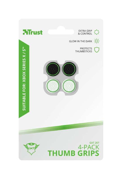 Trust Gaming GXT 267 Pack de 4 Grips para Mando Xbox Series X/S - 2 Blancos que Brillan en la Oscuridad y 2 Negros 1 pieza(s)