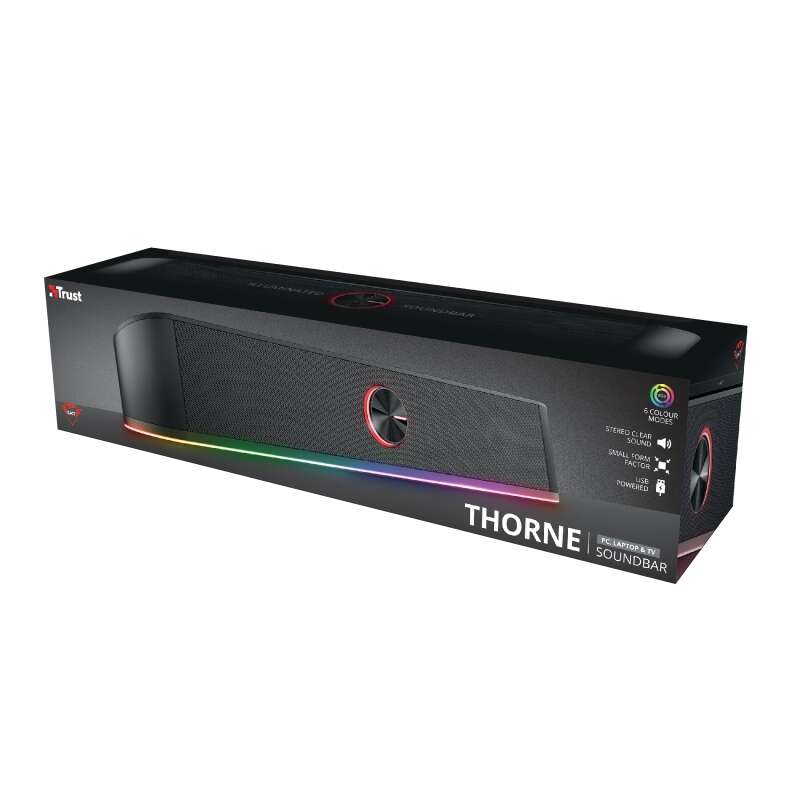 Trust GXT 619 Thorne Barra de Sonido Gaming 12W - Iluminacion RGB - Jack 3.5mm - Control de Volumen - Color Negro 1 pieza(s)