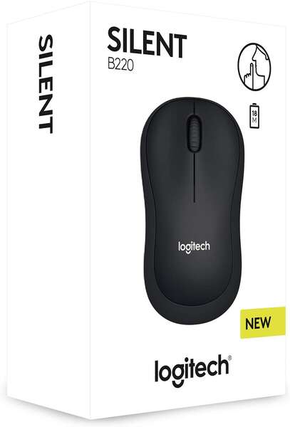 Logitech B220 Silent Raton Inalambrico USB 1000dpi - Silencioso - 3 Botones - Uso Ambidiestro - Color Negro 1 pieza(s)