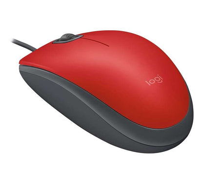 Logitech M110 Silent Raton USB 1000dpi - 3 Botones - Silencioso - Uso Ambidiestro - Cable de 1.80m - Color Rojo 1 pieza(s)