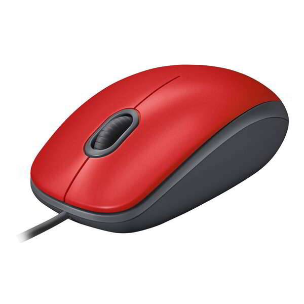 Logitech M110 Silent Raton USB 1000dpi - 3 Botones - Silencioso - Uso Ambidiestro - Cable de 1.80m - Color Rojo 1 pieza(s)