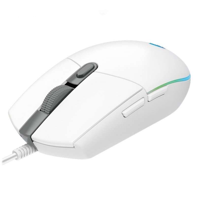 Logitech G203 Lightsync Raton USB 8000dpi - 5 Botones Programables - Iluminacion RGB Lightsync - Uso Diestro - Cable de 2.10m - Color Blanco 1 pieza(s)