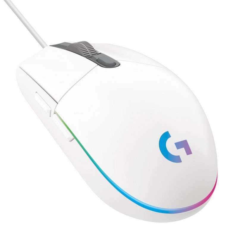 Logitech G203 Lightsync Raton USB 8000dpi - 5 Botones Programables - Iluminacion RGB Lightsync - Uso Diestro - Cable de 2.10m - Color Blanco 1 pieza(s)