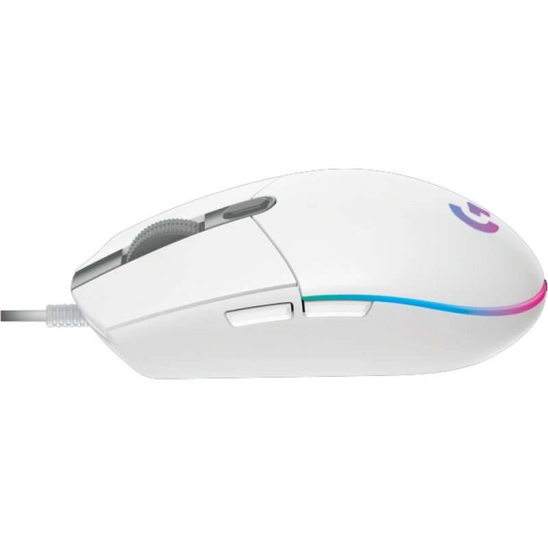 Logitech G203 Lightsync Raton USB 8000dpi - 5 Botones Programables - Iluminacion RGB Lightsync - Uso Diestro - Cable de 2.10m - Color Blanco 1 pieza(s)