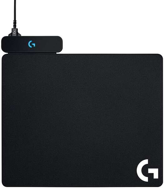 Logitech Powerplay Base con Sistema de Carga Inalambrica para Raton - Compatible con G703/G903 - Incluye 2 Alfombrillas Rigida y Flexible - Iluminacion RGB del Logotipo - 32x34x0.2cm - Cable de 1.83m - Color Negro 1 pieza(s)