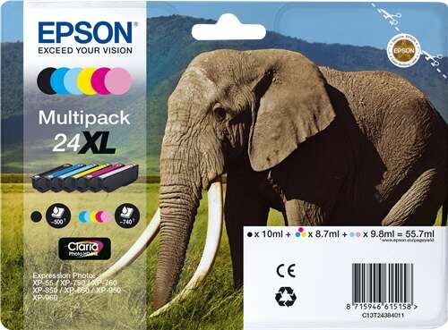 Epson T2438 (24XL) Pack de 6 Cartuchos de Tinta Originales - C13T24384011 Tintasmurcia.com