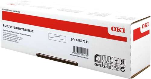 OKI B432/B512/MB492/MB562 Negro Cartucho de Toner Original - 45807111 Tintasmurcia.com