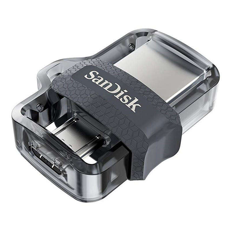 SanDisk - Ultra Dual m3.0 unidad flash USB 32 GB USB Type-A / Micro-USB 3.2 Gen 1 (3.1 Gen 1) Negro  Plata  Transparente