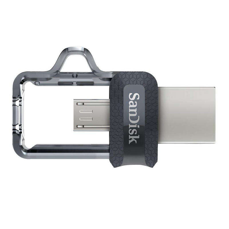 SanDisk - Ultra Dual m3.0 unidad flash USB 32 GB USB Type-A / Micro-USB 3.2 Gen 1 (3.1 Gen 1) Negro  Plata  Transparente