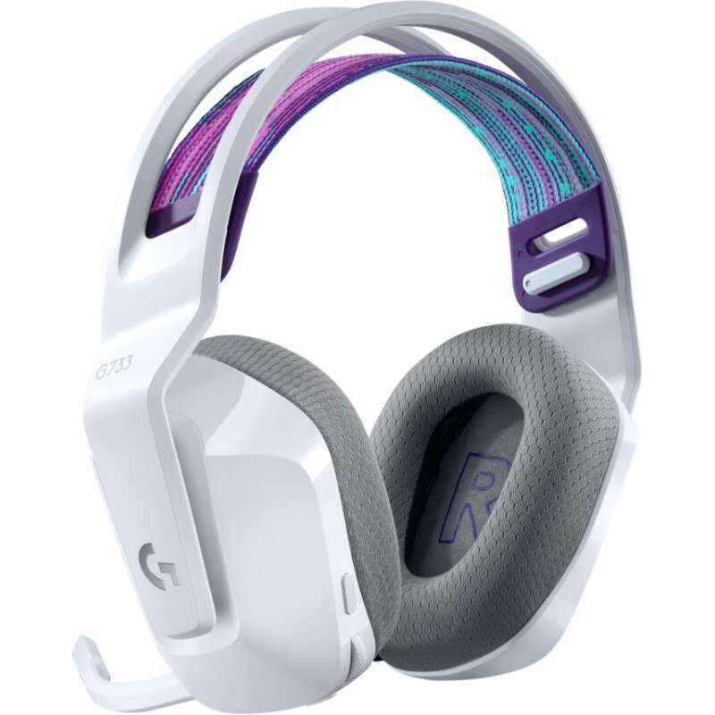 Logitech G733 Auriculares Gaming Inalambricos DTS 7.1 con Microfono - Tecnologia Lightspeed - Iluminacion RGB - Autonomia hasta 29h - Microfono Extraible - Almohadillas Acolchadas - Controles en Auricular - Color Blanco 1 pieza(s)