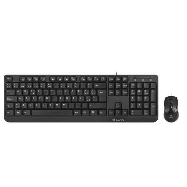 NGS Cocoa Pack USB Teclado Multimedia + Raton 1000dpi 3 Botones - Uso Ambidiestro - French - Color Negro 1 pieza(s)