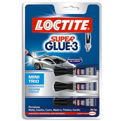 Loctite - 12 Unidades ADHESIVO INSTANTANEO SUPER GLUE-3X1GR. MINI TRIO LOCTITE 205 2054004