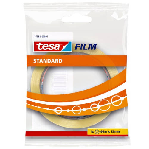 TESA - CINTA ADHESIVA STANDARD 15MM.X66M.EN BOLSITA TRANSPARENTE TESA 57382-00001-01 Pack 10 Unid.