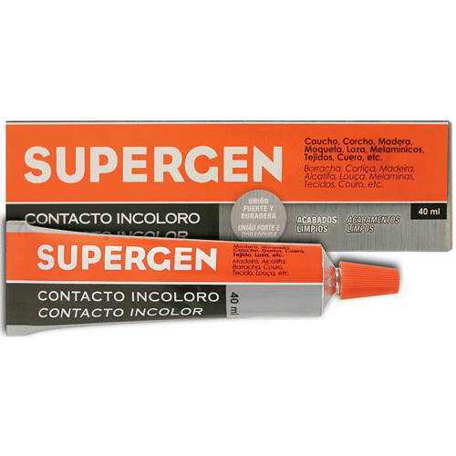 Supergen - ADHESIVO DE CONTACTO INCOLORO EN TUBO TIPO CLASICO 40ML. SUPERGEN 62601-00000-04 62601-00000-04 Pack 24 unidades