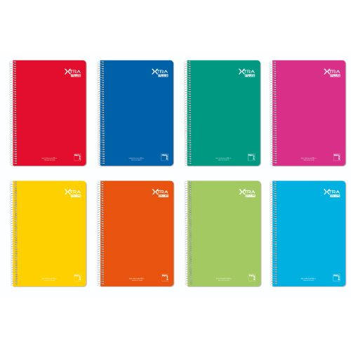 Pacsa - CUADERNO ESPIRAL SERIE  XTRA PLUS TAPA DURA 90 GRS. FOLIO (215X310MM.) 80 HOJAS CUADRÍCULA 4X4 CON MARGEN SURTIDO PACSA 16283