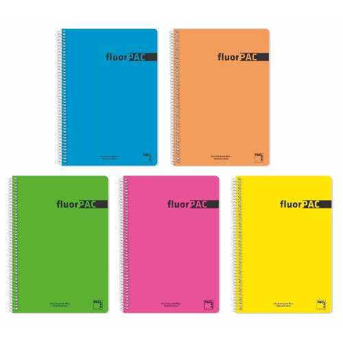 Pacsa - CUADERNO SERIE FLUORPAC TAPA POLIPROPILENO 90 GRS. FLUOR 4º (155X215MM.) 80 HOJAS CUADRÍCULA 4X4 CON MARGEN SURTIDO PACSA 16552