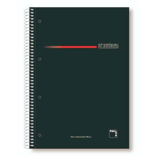 Pacsa - CUADERNO SERIE PREMIUM TAPA EXTRA DURA 70 GRS. A-4 (210X297MM.) MICROPERFORADO 160 HOJAS CUADRÍCULA 5X5 + GRECA NEGRO PACSA 16396