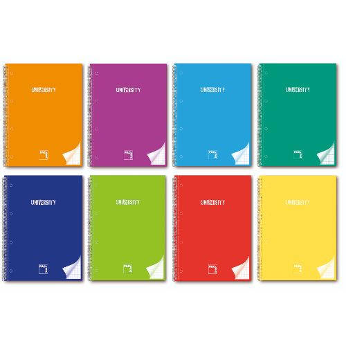 Pacsa - CUADERNO SERIE UNIVERSITY TAPA EXTRA DURA 90 GRS. A-4 (210X297MM.) MICROPERFORADO 80 HOJAS CUADRÍCULA 5X5 + GRECA SURTIDO PACSA 16681