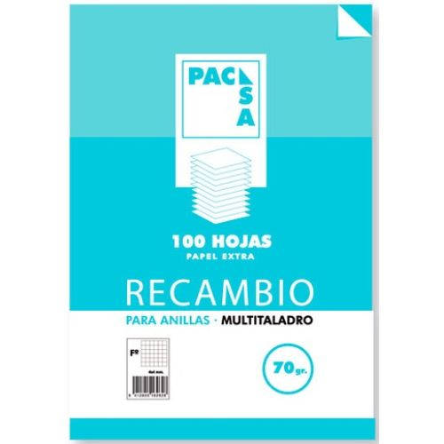 Pacsa - RECAMBIO 70 GRS. MULTITALADRO FOLIO (215X310MM.) 100 CUADRÍCULA 4X4 CON MARGEN PACSA 21221