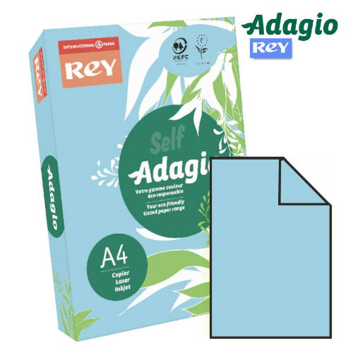 Adagio - PAQUETE 500 HOJAS PAPEL A4 80GR. AZUL CELESTE PALIDO ADAGIO 156225