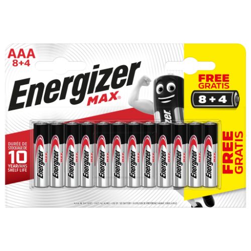 Energizer - BLISTER 8 + 4 PILAS MAX TIPO LR03 (AAA) ENERGIZER E301531200