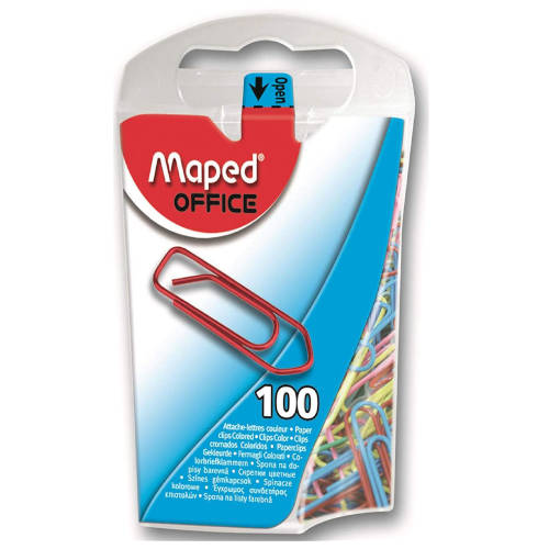 Maped - CAJA DE 100 CLIPS ACERO LACADO DIMENSIONES 25MM. COLORES SURTIDOS MAPED 321011