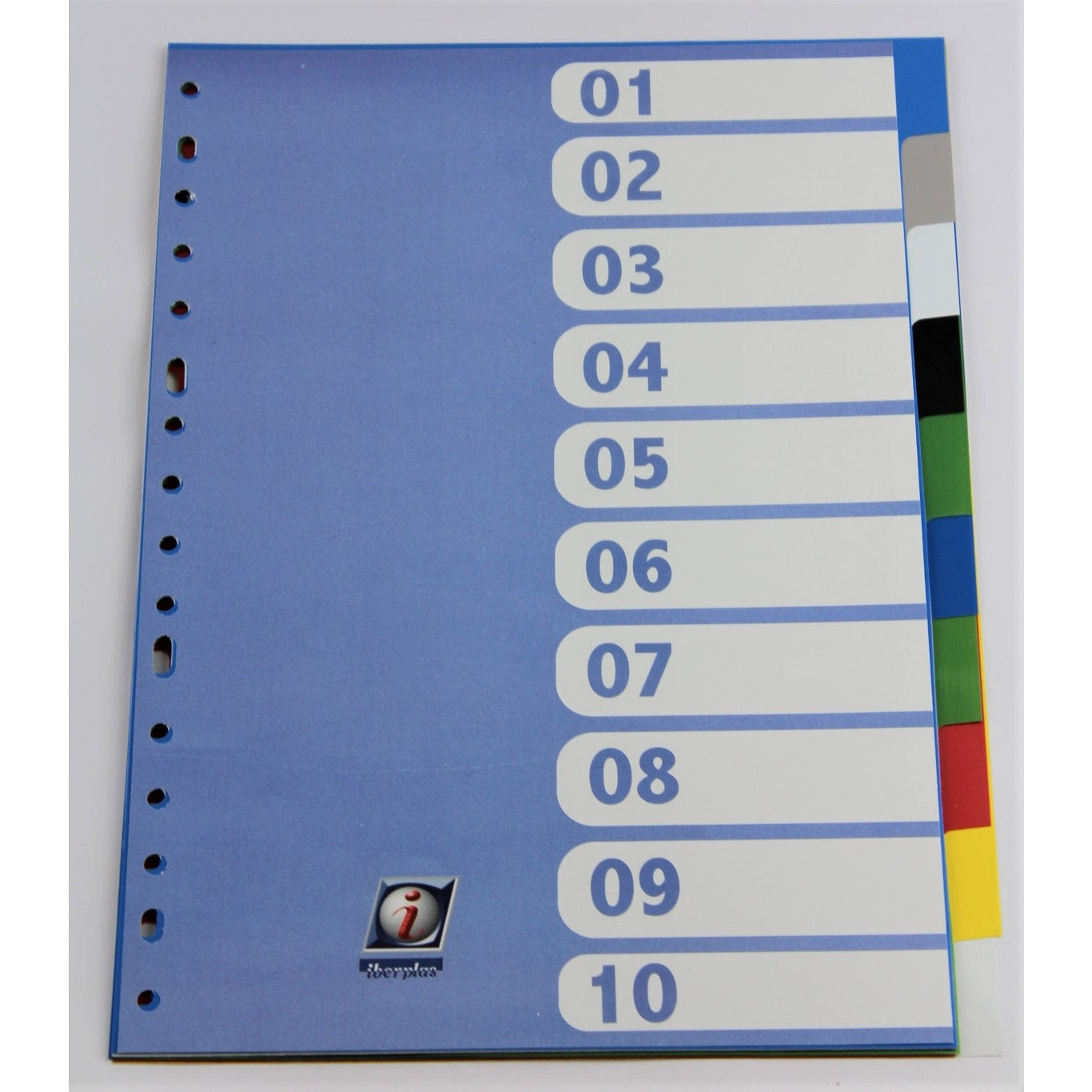 Iberplas - SEPARADOR FORMATO FOLIO PVC MULTITALADRO 10 PESTAÑAS OPACO IBERPLAS 717OM